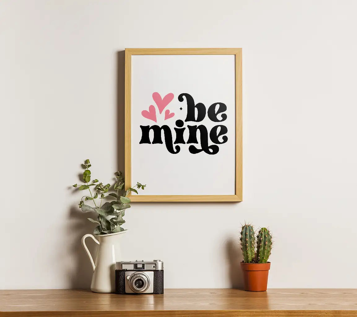 Be Mine SVG with Pink Hearts - Valentines Day Cut File SVG