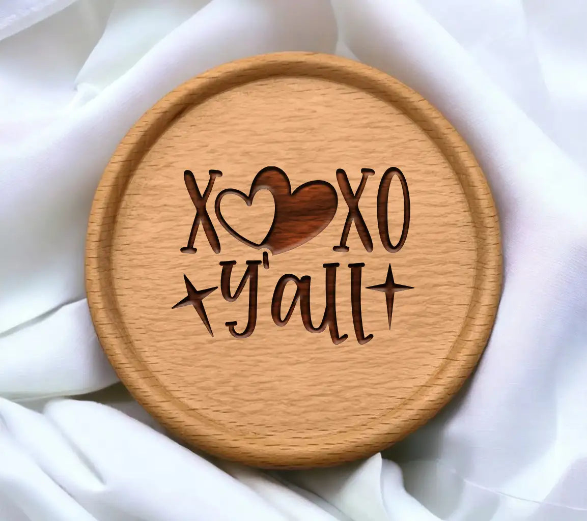XOXO Yall SVG with Pink Heart - Valentines Day Cut File SVG