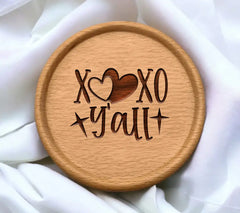 XOXO Yall SVG with Pink Heart - Valentines Day Cut File SVG