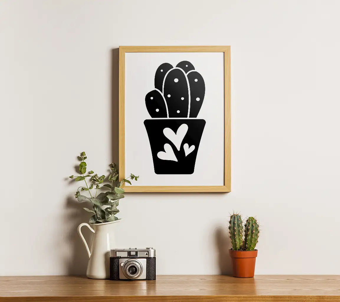Cactus Love SVG  Silhouette with Hearts SVG
