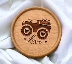 Love Monster Truck SVG Cut File - Valentines Day Design SVG