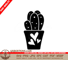 Cactus Love SVG  Silhouette with Hearts SVG