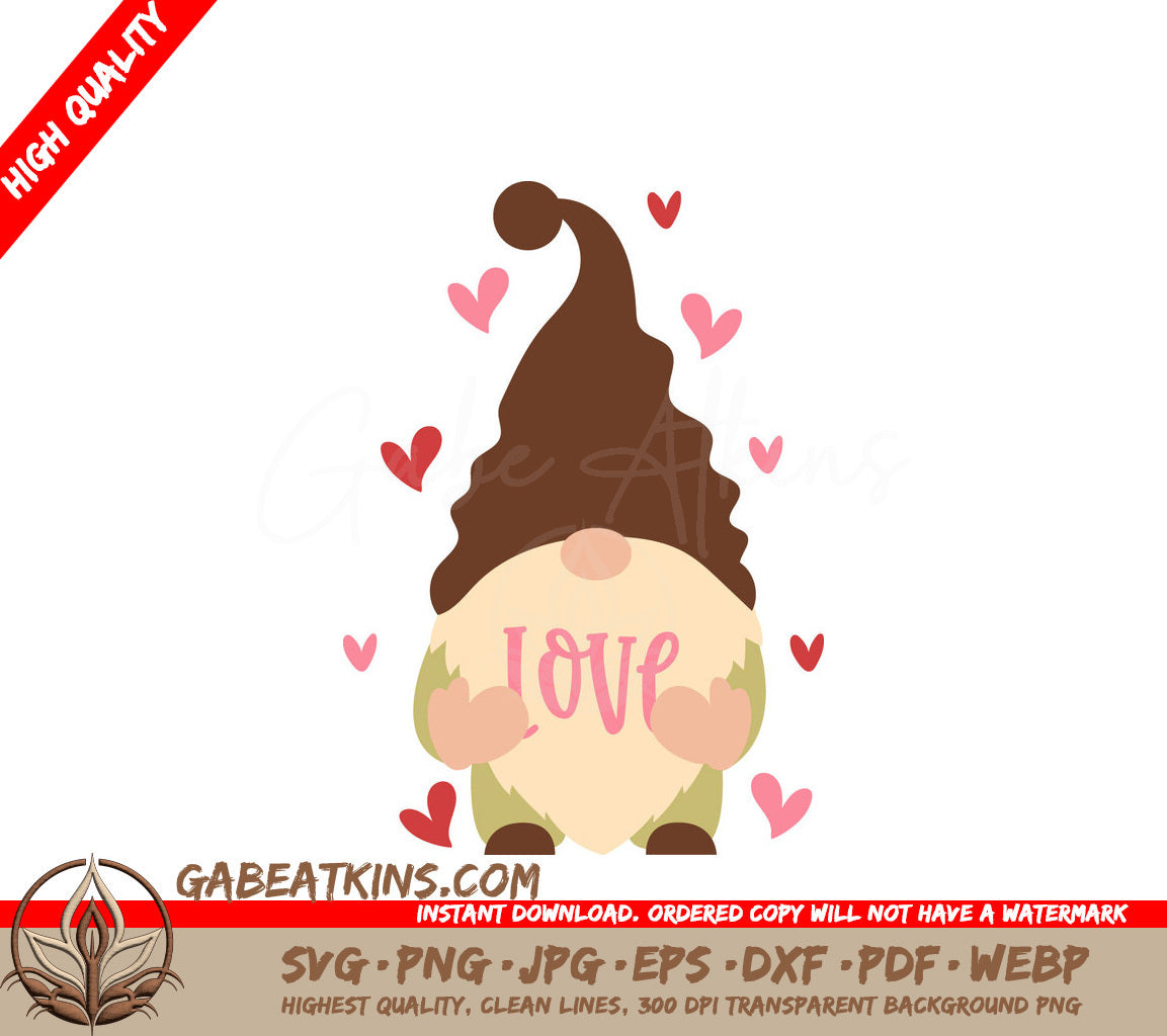Love Gnome SVG Valentines Day Heart Holding Gnome SVG