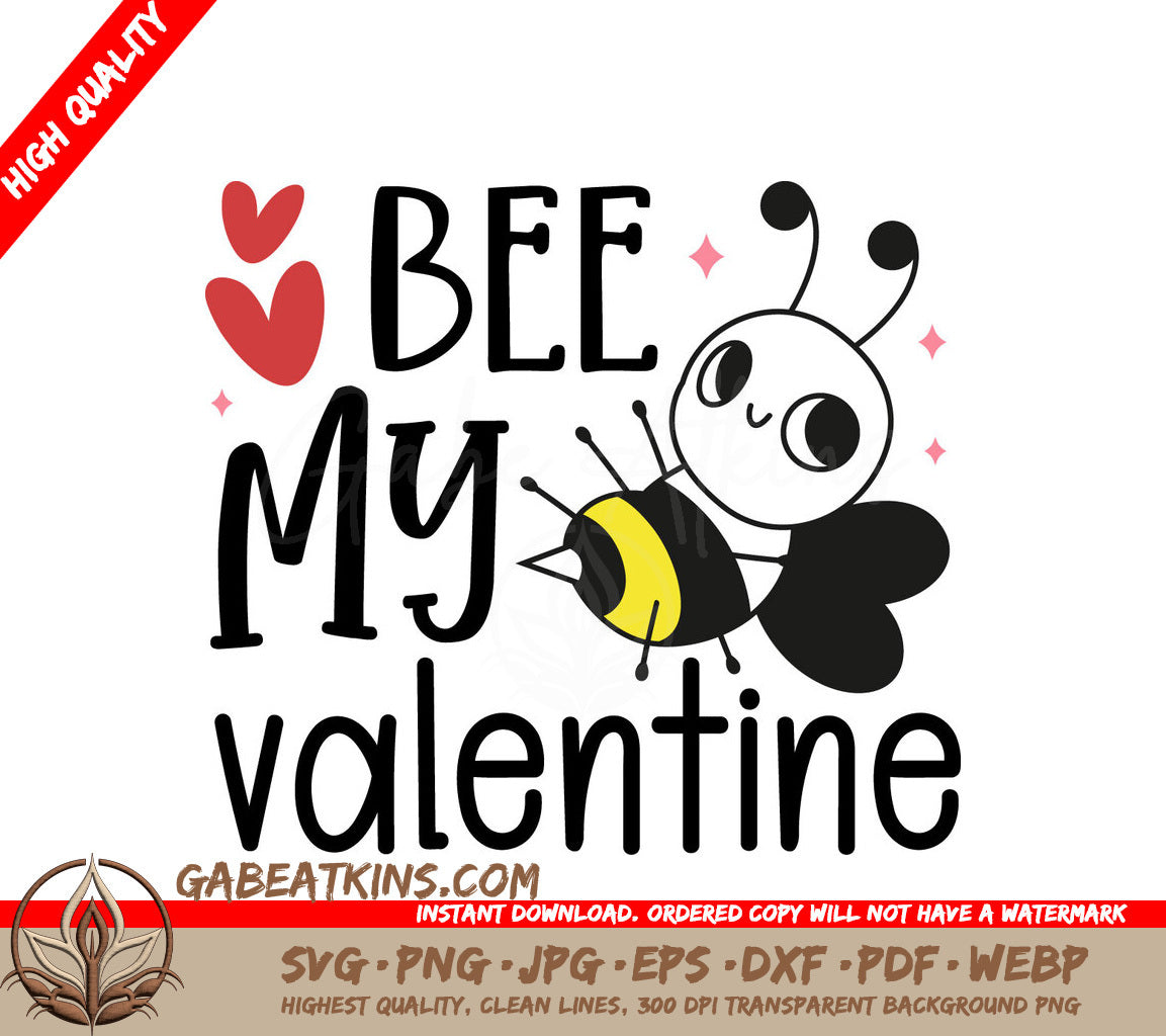 Bee My Valentine SVG - Cute Bee Design for Valentines Day SVG