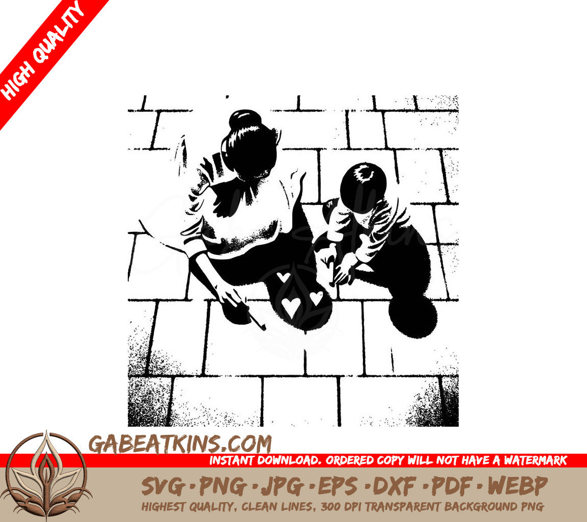  A Woman And Child With Hearts On Their Feet SVG - Loving Chalk Memories SVG