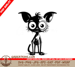 Black Cat with Big Eyes SVG - Macabre Undead Dog Emblem Design SVG
