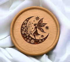 Magical Moonlit Fairy SVG Floral Crescent with Stars SVG