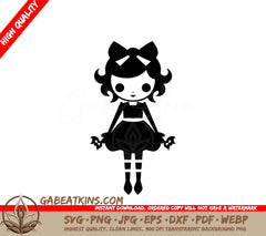 Cute Witchy Girl with Bow SVG - Halloween Clipart SVG