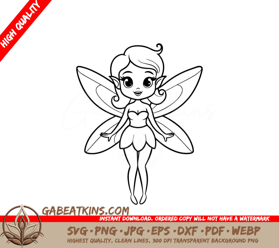  Fairy Line Art SVG - Magical Wings Illustration SVG