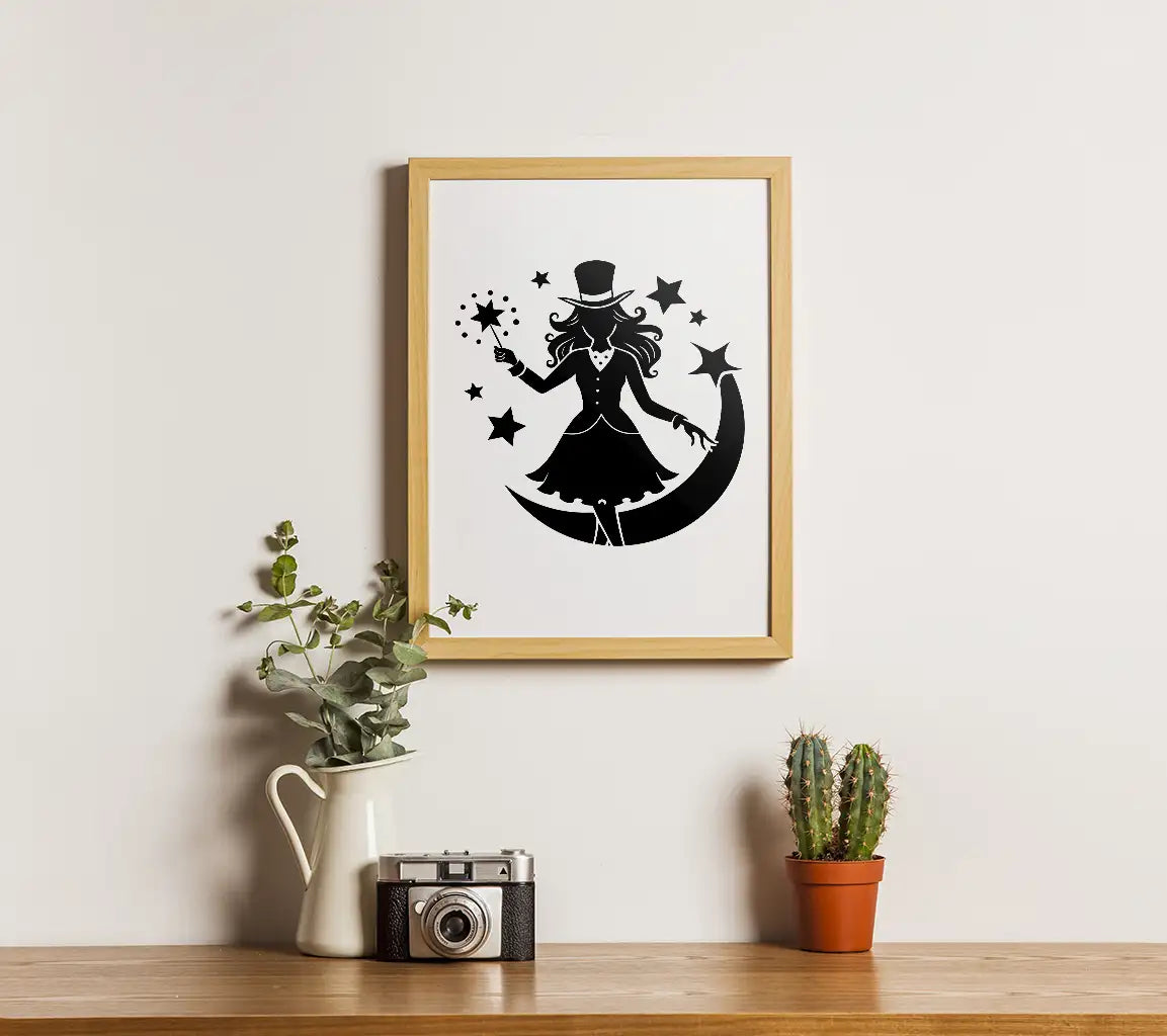 Magician Silhouette SVG Woman in Top Hat with Wand SVG