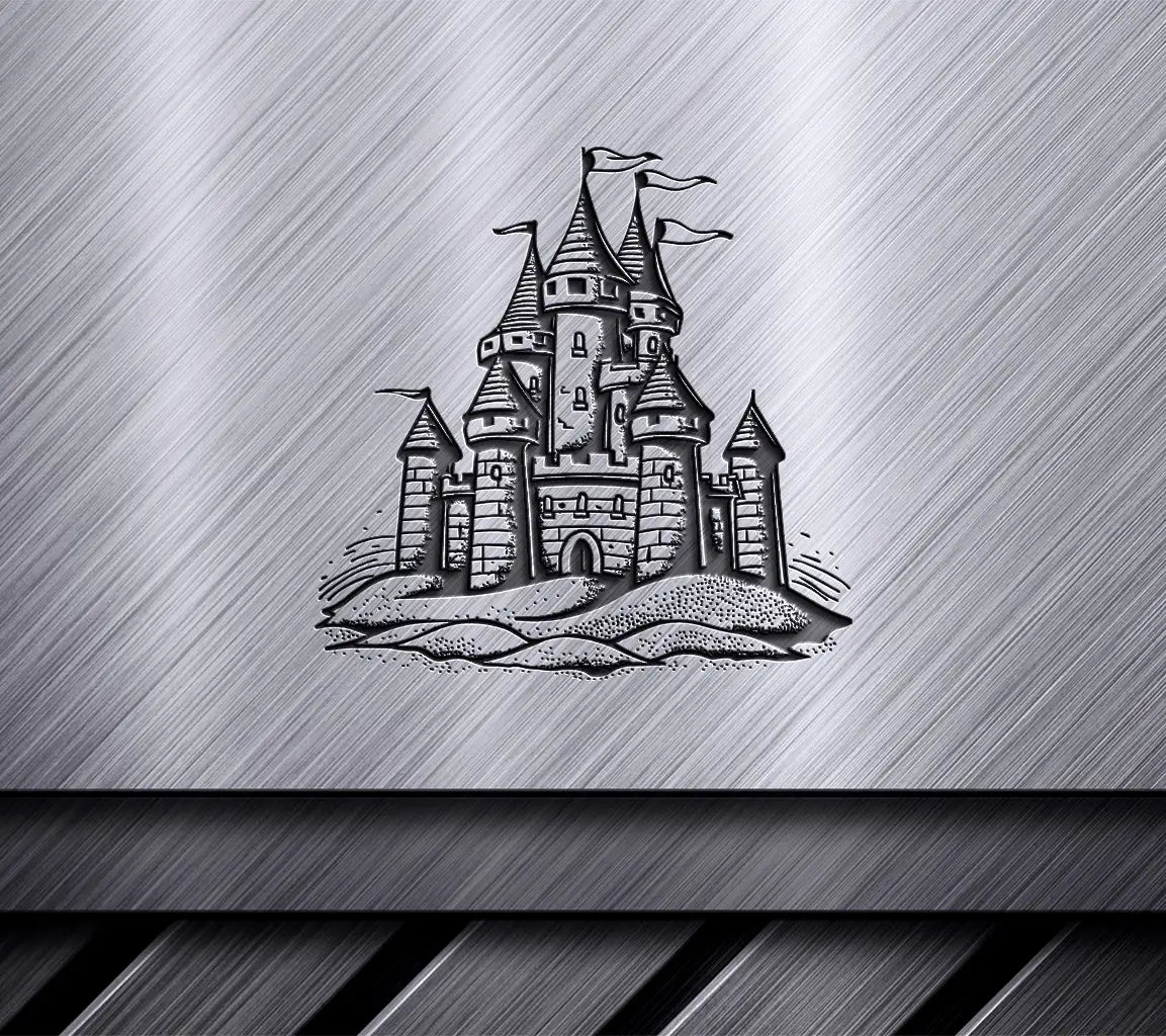 Majestic Medieval Castle SVG -  Drawing with Flags SVG