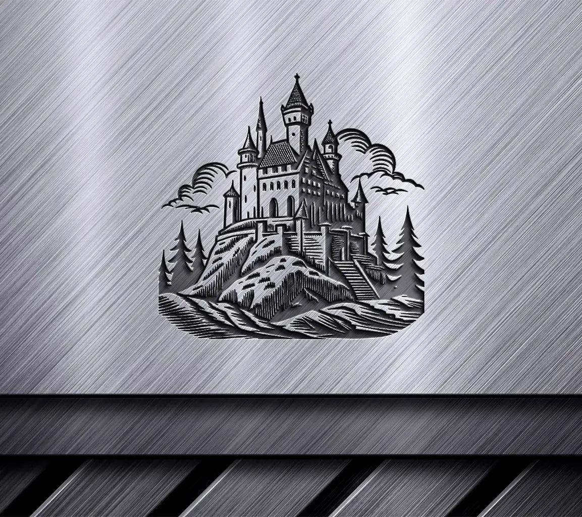  Castle Hill SVG - Medieval Woodcut for Halloween & Fantasy Designs SVG