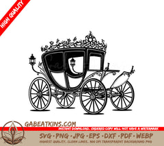  Horse Drawn Carriage SVG - Regal Wedding Transport with Crown SVG