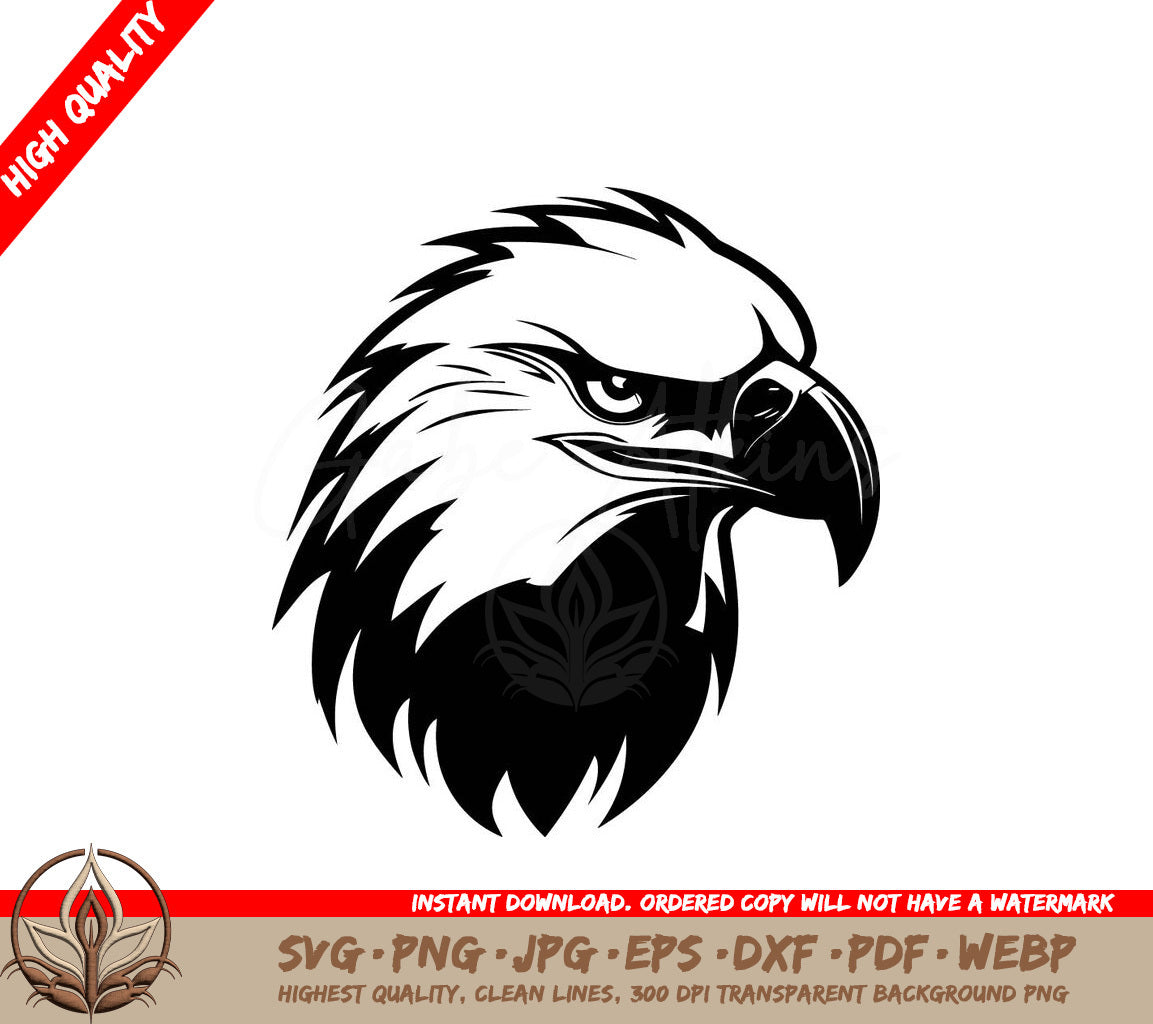 Majestic Hunter Eagle Logo Mark Aerial Sovereignty Black Eagle Badge SVG 