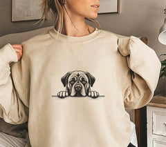  Boxer Dog Peeking Over Wall SVG - Mastiff Paw Print Design SVG