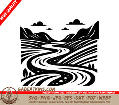  A River In The Mountains SVG - Meandering River SVG