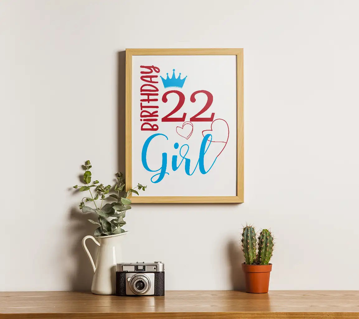 Birthday Girl SVG Bundle Red & Blue Sign, 22 & 14 Years Old SVG