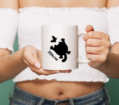 Funny Black Kitten Catching Butterfly Meow SVG Silhouette SVG