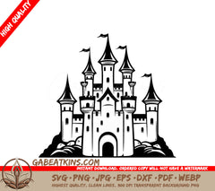  Castle with Flags SVG - Mini Truck Movement Vector Design SVG