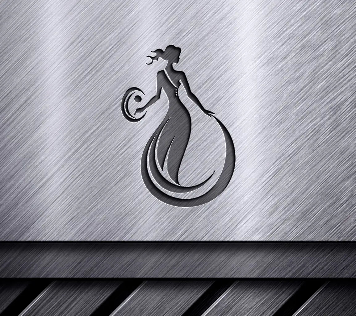 Black Woman Portrait SVG Ethereal Profile in Long Dress SVG