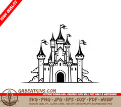  Castle with Flags SVG - Mighty Miniature Truck Emblem SVG