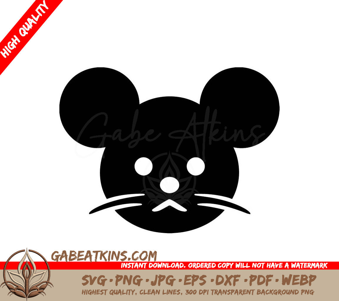 Minimalist Mouse Face SVG -  Vector Illustration SVG