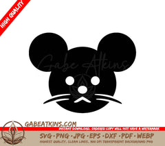Minimalist Mouse Face SVG -  Vector Illustration SVG