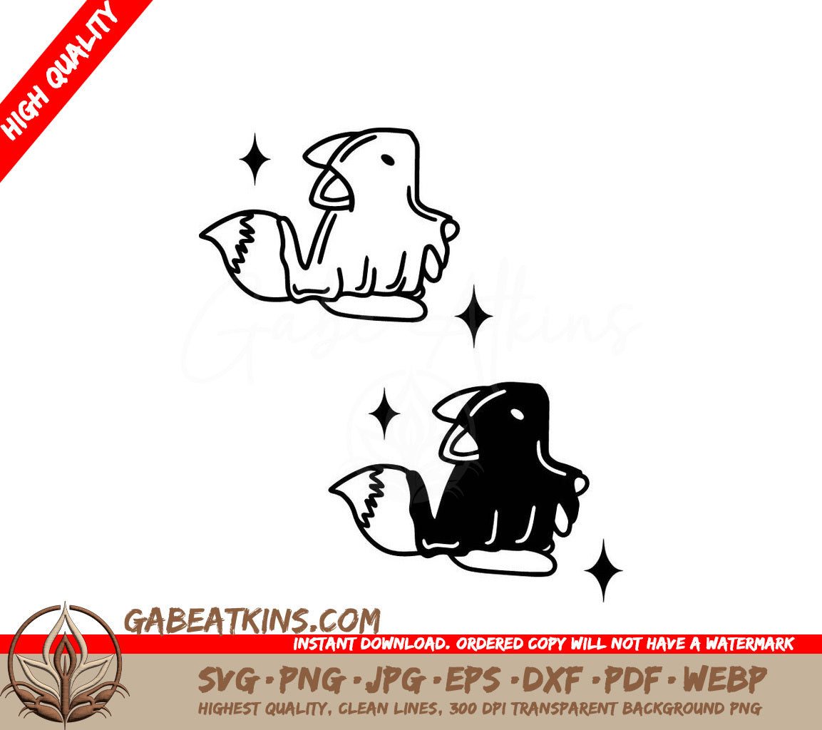 Minimalist  Bird and Fox Line Art SVG - Vector Illustration SVG
