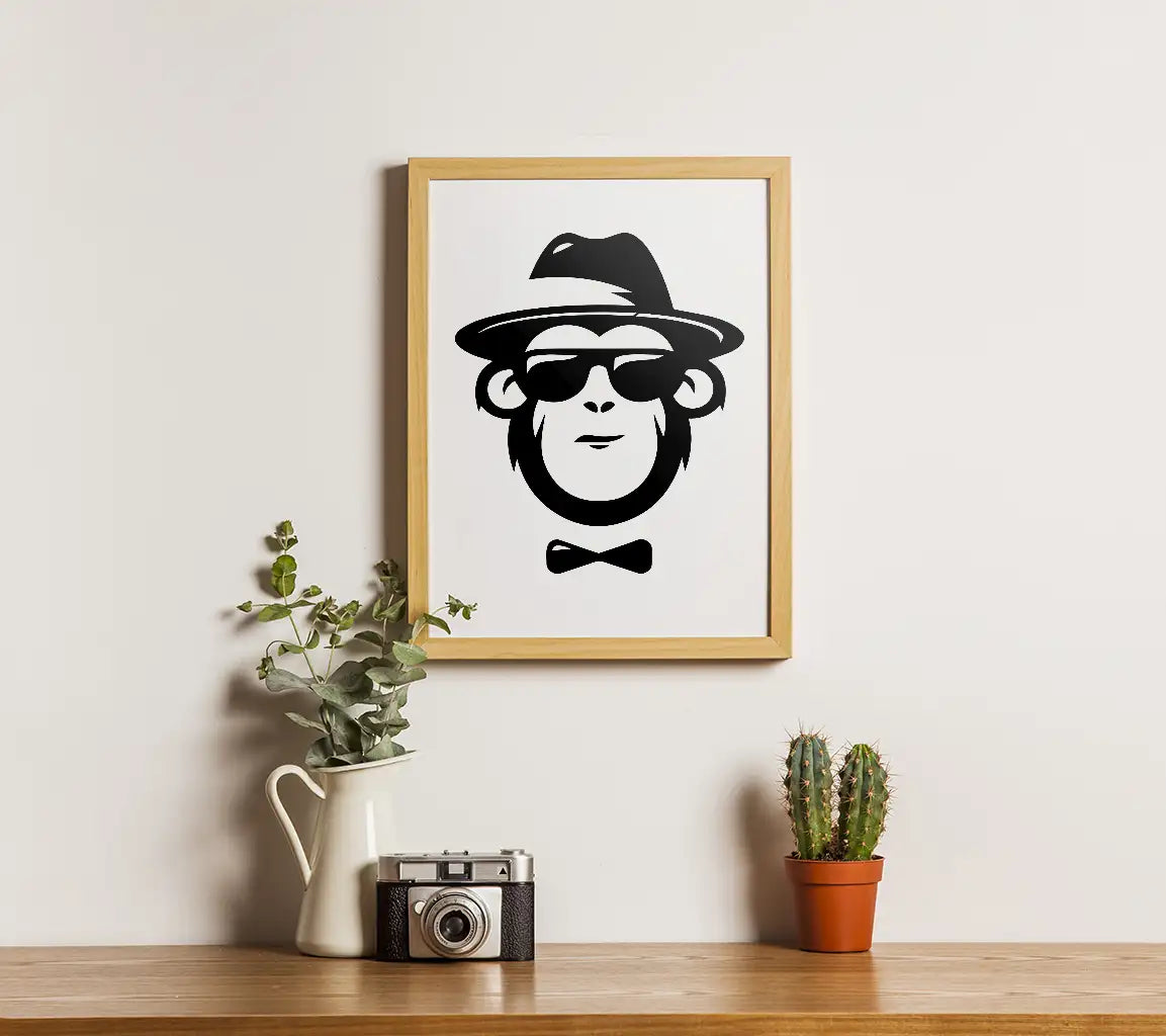 Cool Monkey with Hat, Sunglasses & Bow Tie SVG Logo Icon SVG