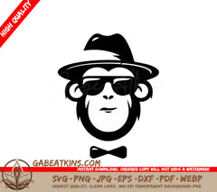 Cool Monkey with Hat, Sunglasses & Bow Tie SVG Logo Icon SVG