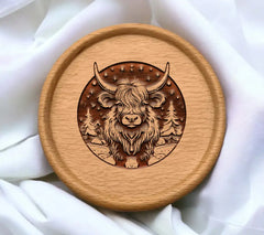  Yak Christmas SVG - Monochromatic Highland Cow Illustration SVG