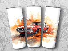 Red Classic Muscle Car Tumbler Wrap | 20oz Tumbler Wrap Sublimation Design PNG - Gabe Atkins Designs