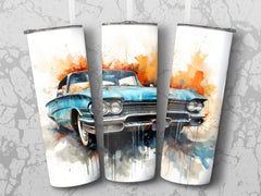Vintage Muscle Car Watercolor Tumbler Wrap | 20oz Tumbler Wrap Sublimation Design PNG - Gabe Atkins Designs