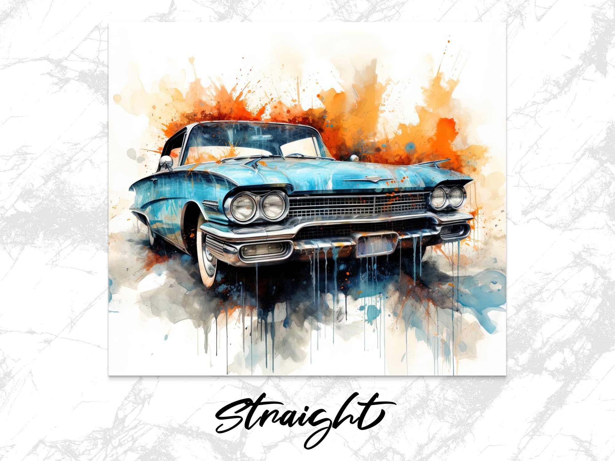 Vintage Muscle Car Watercolor Tumbler Wrap | 20oz Tumbler Wrap Sublimation Design PNG - Gabe Atkins Designs