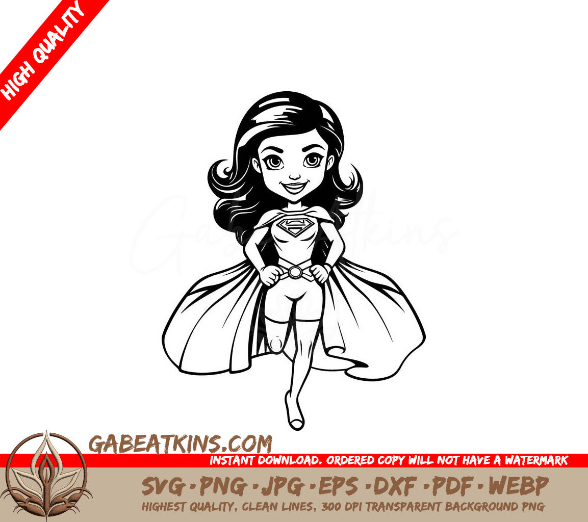 Mystical Maiden Superwoman SVG  Cartoon Girl in Superhero Costume SVG