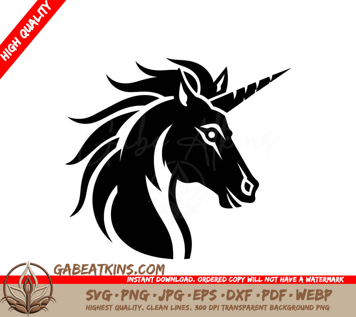  A Unicorns Head SVG - MythicalSymmetry Vectorized Unicorn Icon Designs MagicCraft Crafting Unicorn Icon Designs SVG