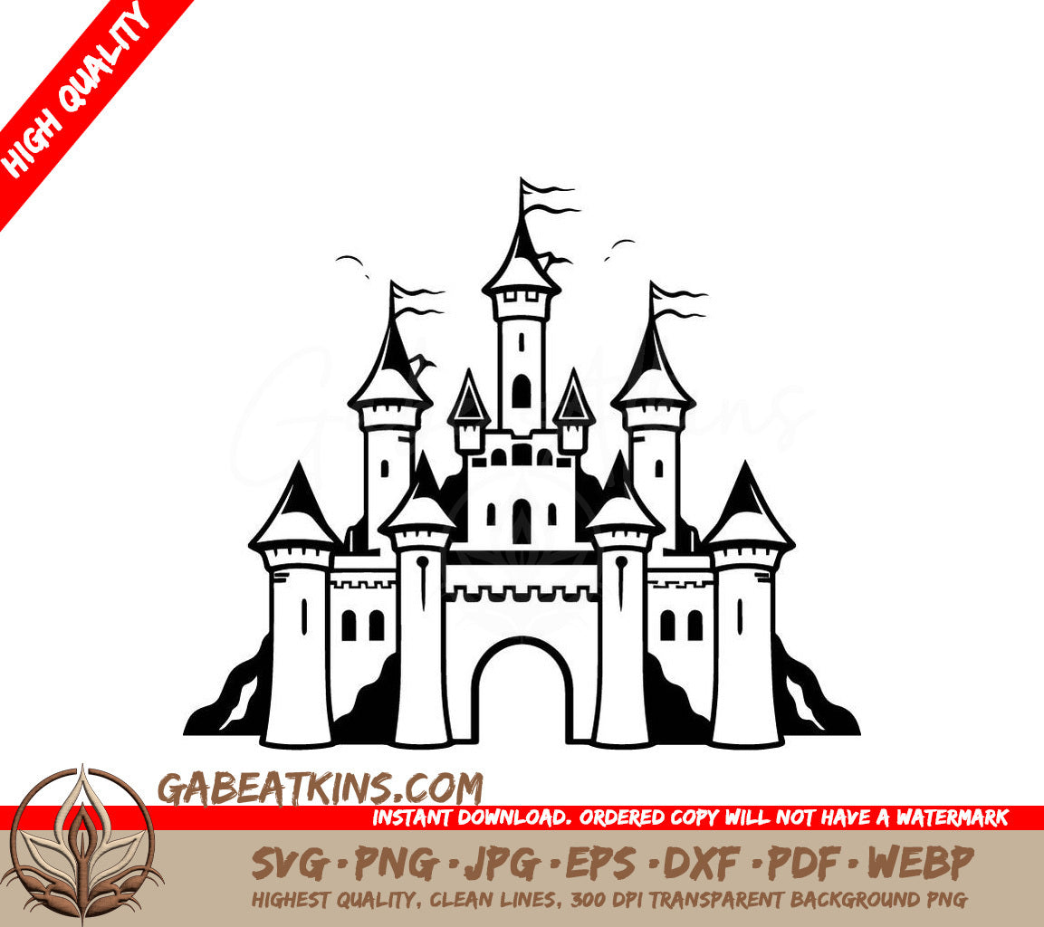  Castle with Flag SVG - Mini Truck Compact Courier Vector Design SVG