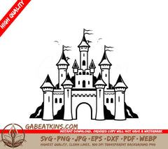  Castle with Flag SVG - Mini Truck Compact Courier Vector Design SVG