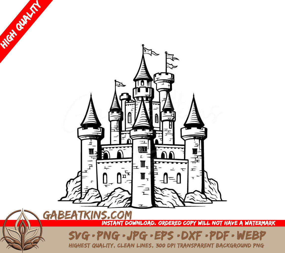  Castle with Flag SVG - Mini Truck Vector Emblem SVG