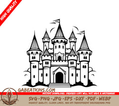  Castle with Flag SVG - Mini Truck Vector Graphics SVG