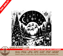  Santa Flying Over City SVG - Nature Save Tree Icon Bundle SVG