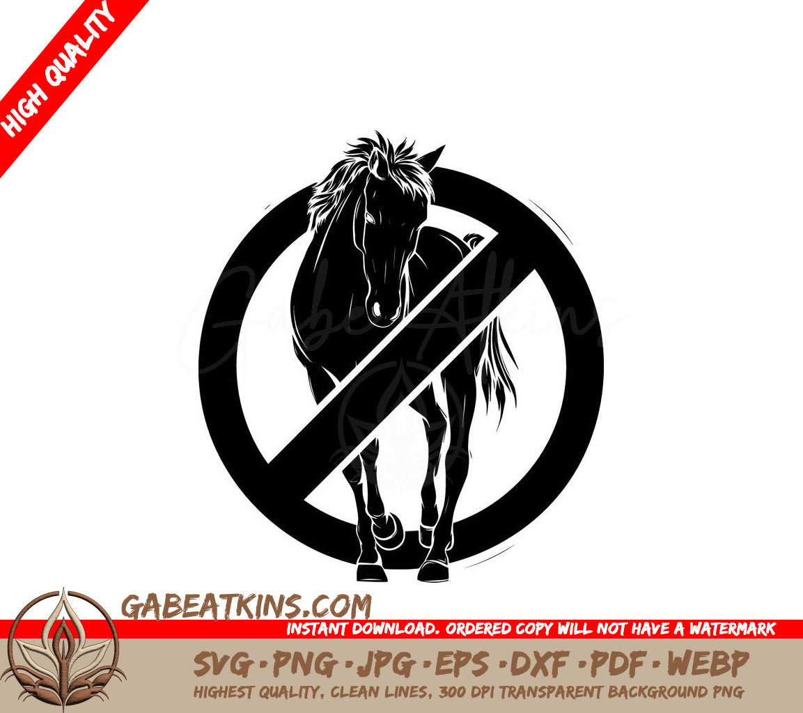 A Horse In A Circle With A Cross Through It SVG - No horses vector sign on white background SVG