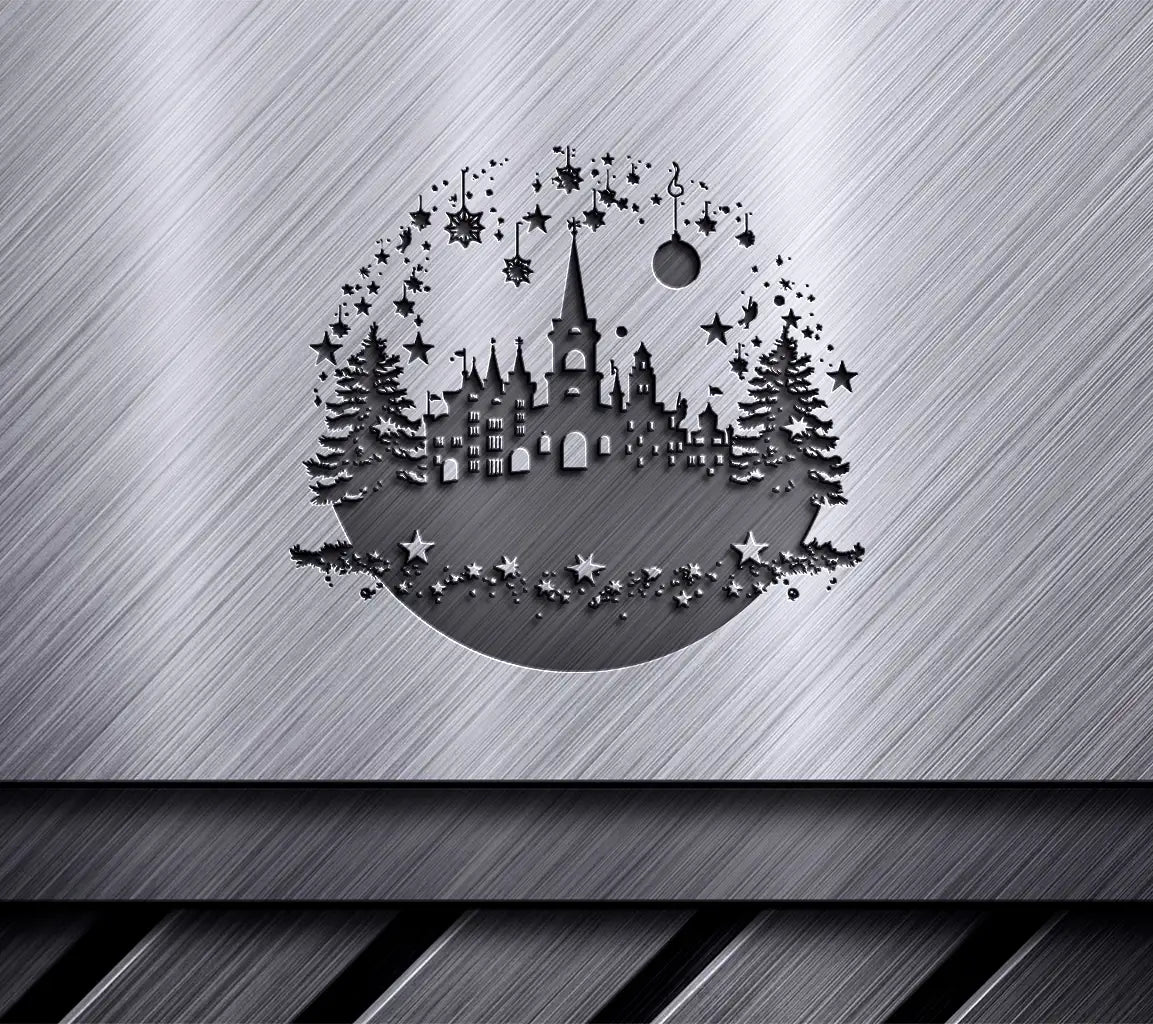  Castle Christmas Card SVG - Noir Nativity Design SVG