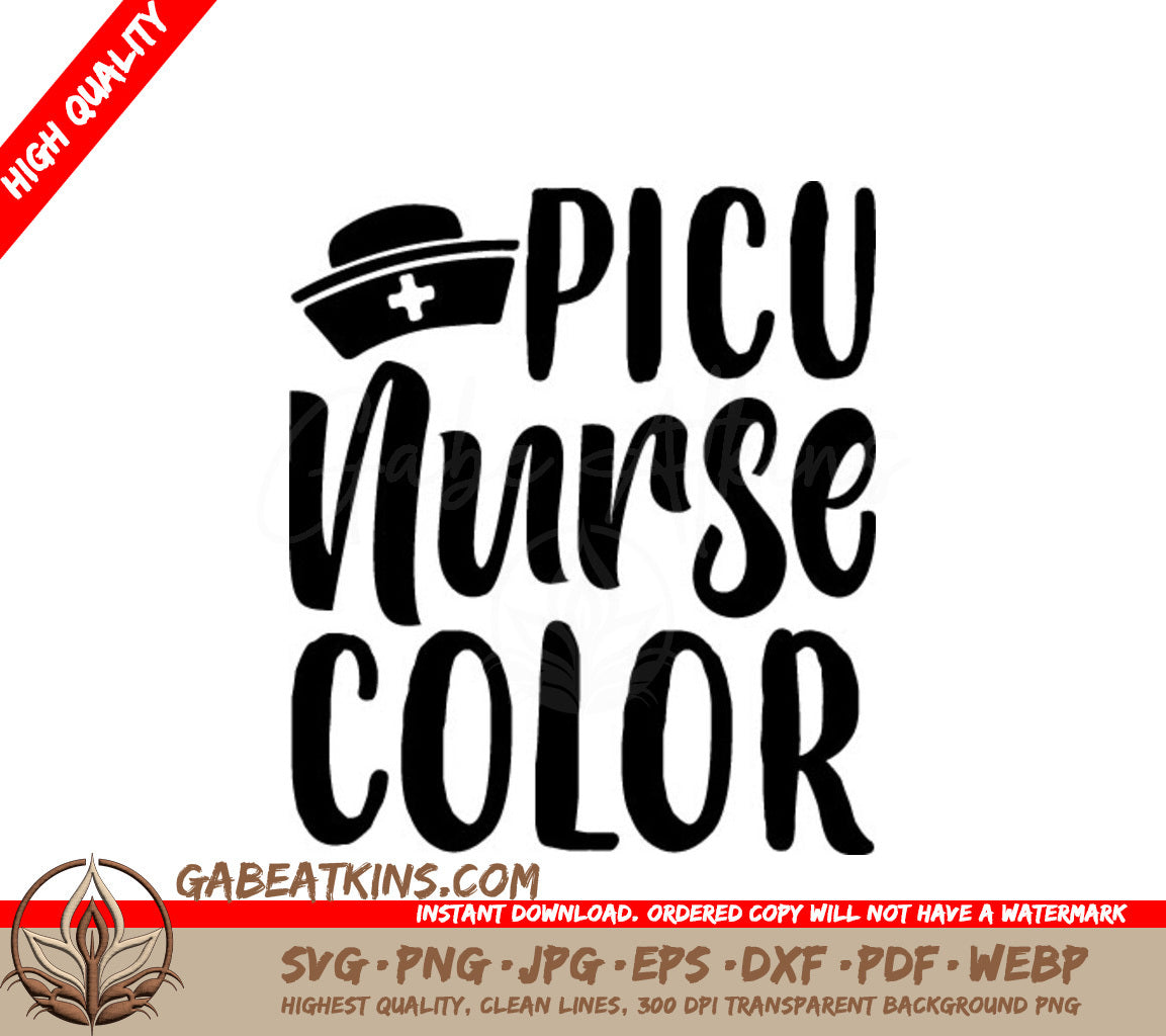  Nurse Hat SVG - PICU Nurse Design Design SVG