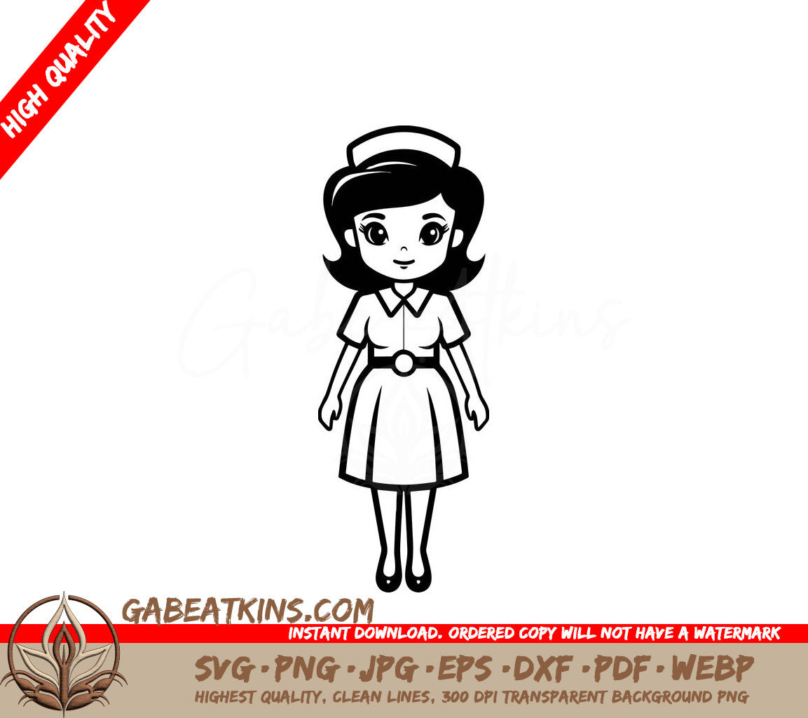 Nurse Excellence SVG  Girl in Dress & Hat SVG