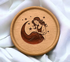  Pregnant Woman Sleeping on Crescent Moon SVG - Nurturing Glow Pregnancy Icon SVG