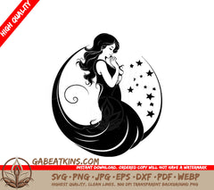  Pregnant Woman with Stars SVG - Divine Expectancy Design Design SVG