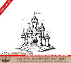 Ornate Castle Hill SVG - Medieval European Style Illustration SVG