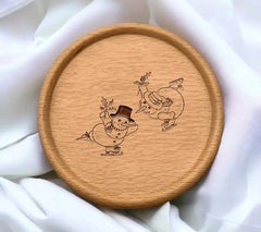  Snowman Skating SVG - Christmas Outline Illustration SVG