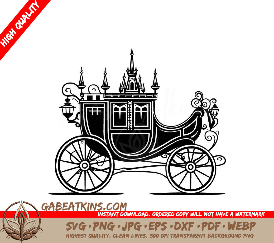  Regal Carriage SVG - Palatial Love Journey Wedding Design SVG